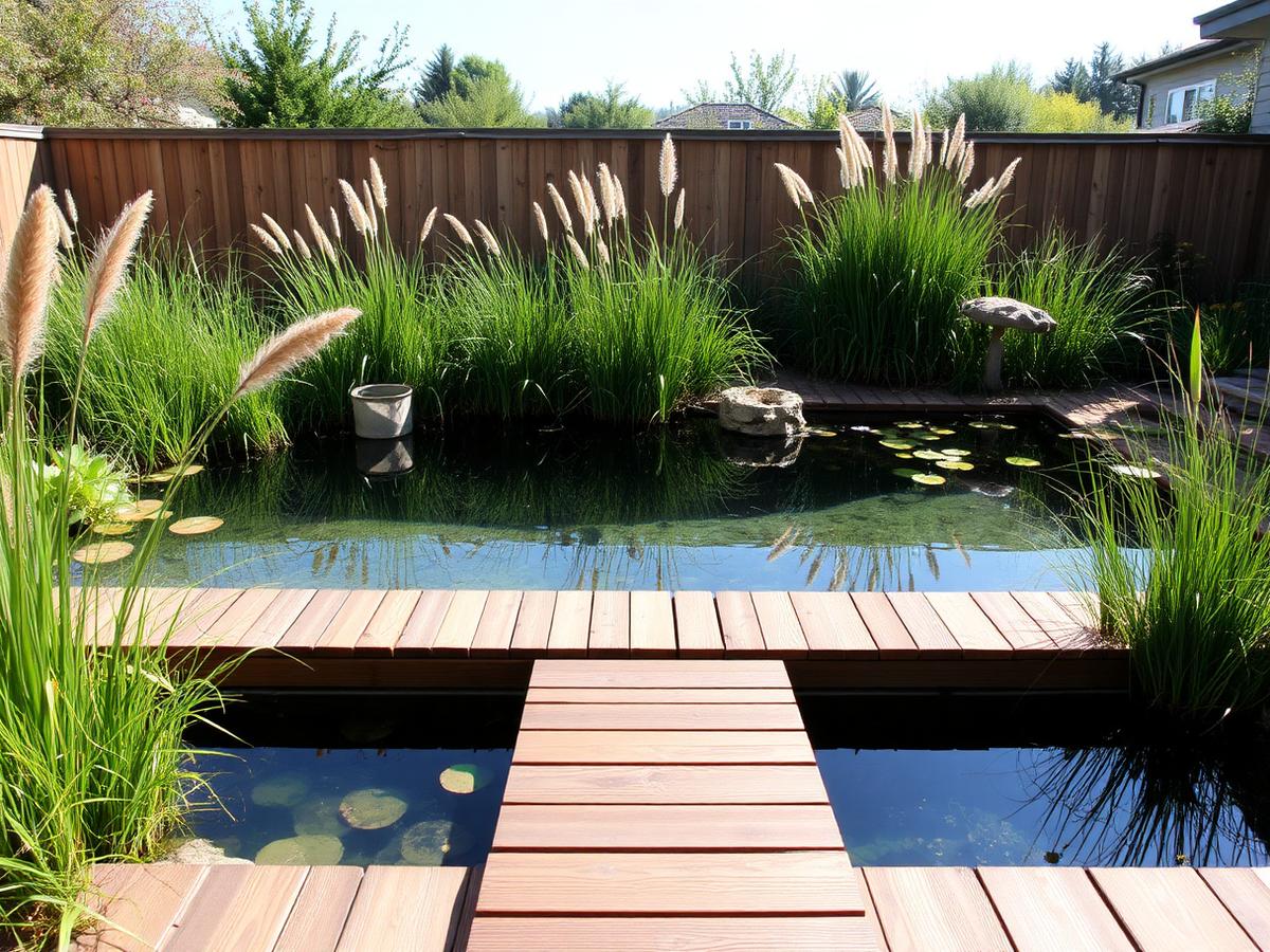 Naturpool mit Regenerationszone und Holzdeck